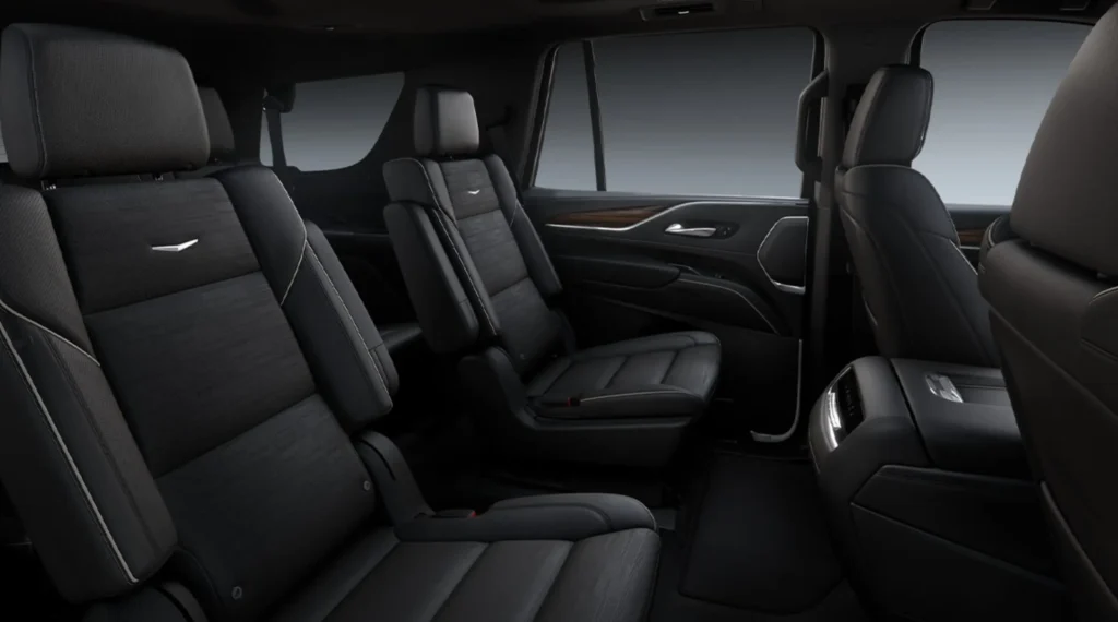 Comfortable leather interior of an airport limousine service