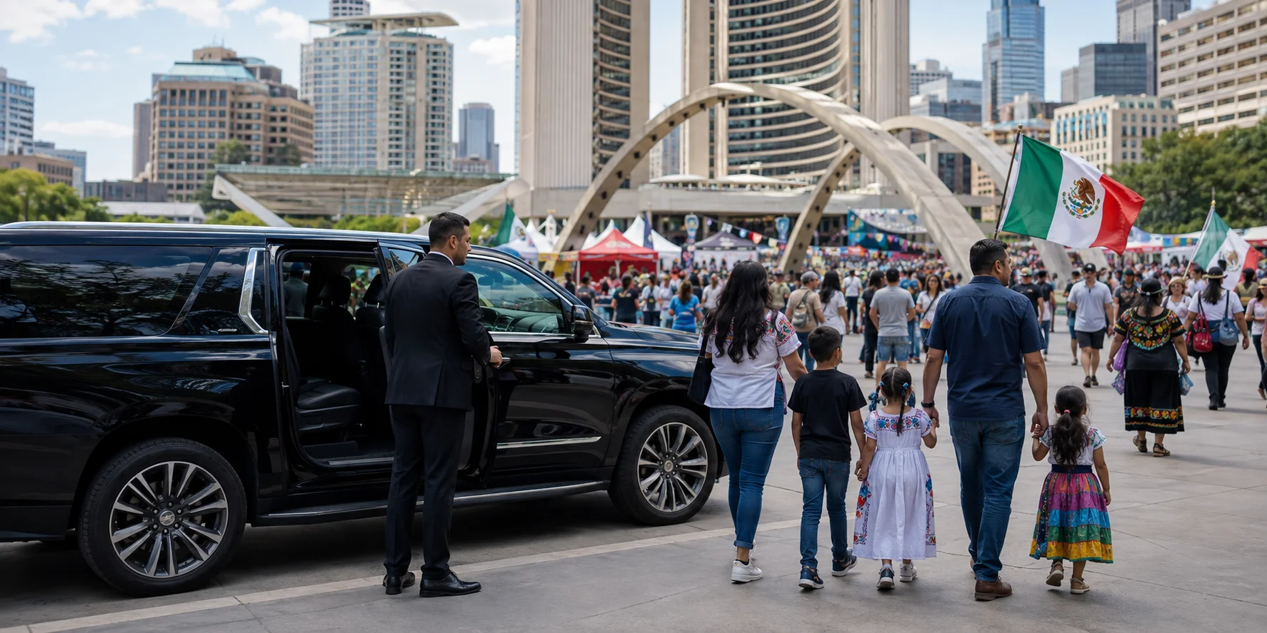 TIFF Transportation Mexican Day Toronto celebration at Nathan Phillips Square with event transportation
